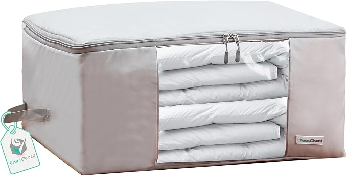Comforter Storage Bag - Folding Organizer bag for King/Queen Comforters, Pillows, Blankets, Bedding/Quilt, Blanket, Duvet, Mothproof Space Saver; Large Collapsible Organizers, 24"x14"x11" by ChaosCleared