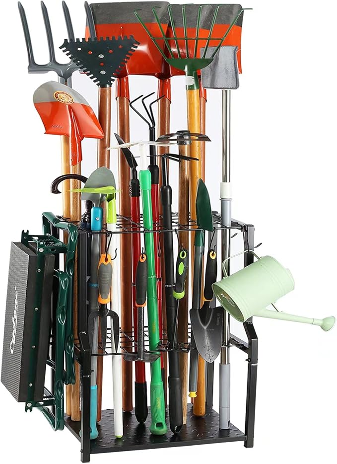 UU-Major Garden Tool Organizer,Yard Tool Rack Heavy Duty,Free Standing for Garage Corner,Garage Organization,Garage Organizers and Storage,Garden Tool Holder for Lawn,Shed,Outdoor,Metal by UU-Major