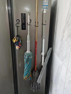 2PCS Magnetic Broom Hooks, Space-Saving Mop Rake Rack, Stainless Steel Heavy Duty Mop Handle - Image 3