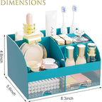 Makeup Organizer with 2 Drawers, Cosmetic Storage for Dresser Vanity and Bathroom Countertop,Make up organization and Skincare Storage with Beauty Brush Holder, Cosmetic Display Case (Dark Green) - Image 3