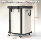 Laundry Basket with Wheels,150L Leather Patchwork Rolling Hamper Carts - Image 6