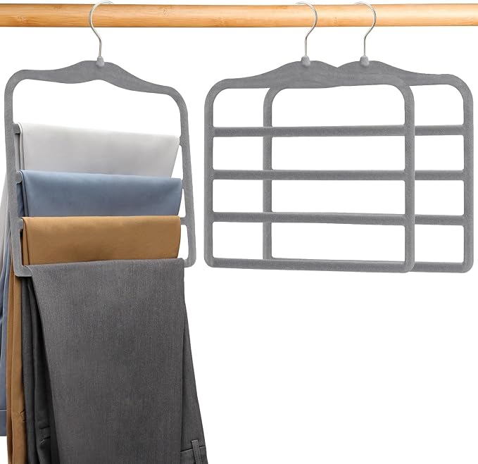 Closet Organizers and Storage, Magic Pants Hangers Space Saving, 4 Tiers Skirt Hangers, Jean Scarf Hangers, Closet Organizer Clothes Hangers, College Dorm Essentials Apartment Essentials-2 Pack - Image 8