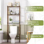 AmazerBath Bamboo Over The Toilet Storage Shelf, 3-Tier Over Toilet Bathroom Organizer Rack, Bathroom Shelves Over Toilet, Space Saver, Walnut Brown - Image 4