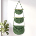 Boho Style Handwoven Rope Hanging Basket - 3-Tier Detachable Storage Organizer for Kitchen/Bathroom/Entryway, 3 Included Heavy-Duty Hooks, 7 Color Options Available (Green) by GLDFI