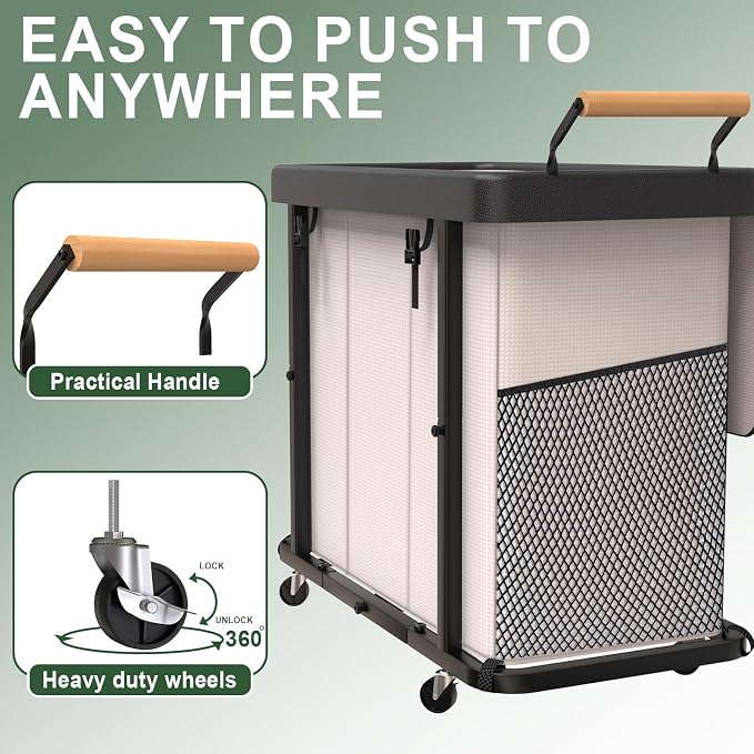 Laundry Hamper 3 Section,230L Rolling Dirty Clothes Hamper White - Image 3