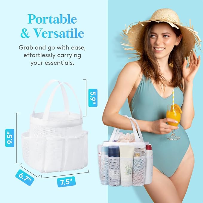 Lifewit Mesh Shower Caddy Portable, Dorm Room Essentials, 1 Pack, White - Image 2