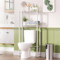 AmazerBath Bamboo Over The Toilet Storage Shelf, 2-Tier Over Toilet Bathroom Organizer Rack, Bathroom Shelves Over Toilet Space Saver, White by AmazerBath