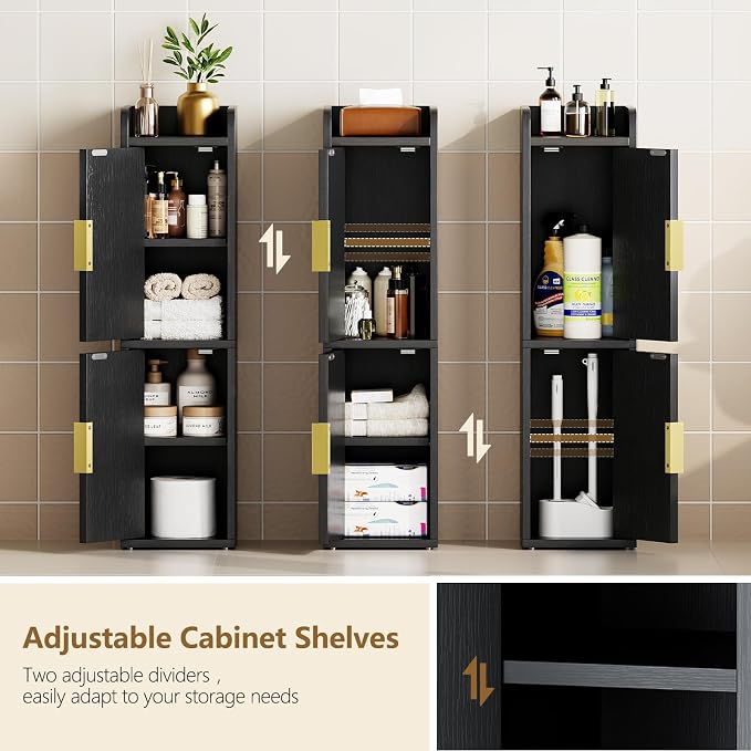 Yoobure Fluted Small Bathroom Storage Cabinet, Narrow Toilet Paper Cabinets - Image 6