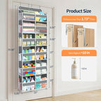 Yecaye Over The Door Organizer, 6 Tier Extra Large Behind Door Storage of 12 Compartments, 80lbs Heavy Duty Door Organizer Hanging with Clear Window for Closet Bedroom Pantry Bathroom, Grey - Image 2