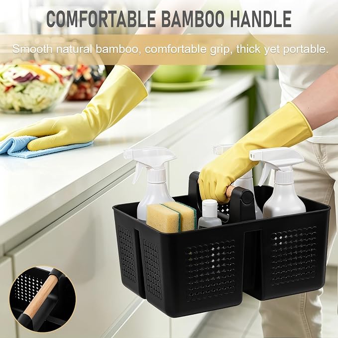 JiatuA Portable Shower Caddy Basket Plastic Caddy Organizer Small Black - Image 2