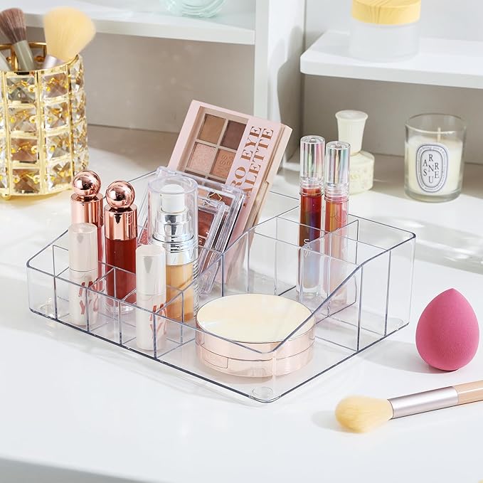 Vtopmart Clear Plastic Devided Makeup Organizer Tray - Image 2
