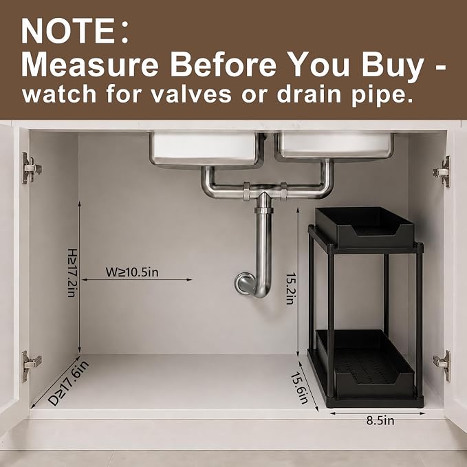 Under Sink Organizer for Bathroom & Kitchen, Large Capacity 2-Layer Sliding - Image 4