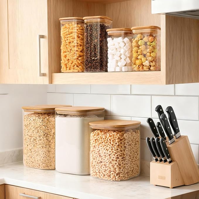 Glass Flour Containers with Bamboo Lids 1.6/4.6 Qt 2 Pack - Image 5