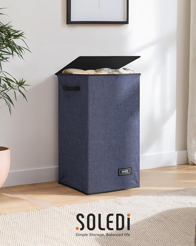 SOLEDI 90L Laundry Hamper with Lid, Large Collapsible Laundry Basket - Image 8