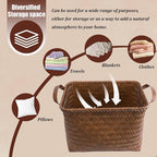 BROWNLILY Handwoven Clothes Basket Laundry Hampers Large Wicker Storage Baskets for Shelves Blankets Closet Storage Bins Car Bedroom Bathroom Organizers and Storage Bath (6, Brown) - Image 5