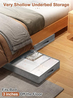 punemi 3 inch High Soft Low Profile Under Bed Storage Bins, 2 Pack, Grey - Image 3