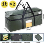 TAILI 2 Pack 69 Gallon Extra Large Storage Bags with Visible Window,Green - Image 6