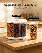 Ankou Rotating Food Storage Containers Set of 6, 23oz (690ml) Clear PET Jars with Dual Pour Lids, 360° Lazy Susan Pantry Organizer for Snacks, Cereal, Nuts, Oats & Dry Foods, Kitchen Grain Dispenser - Image 6