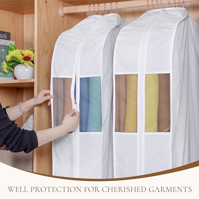 Univivi 50 Inch Cotton Hanging Clothes Bag for Storage 4 Pack, White - Image 5