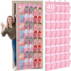 Windyun 1 Pcs 40 Pocket Over the Door Shoe Organizer Hang,Pink - Image 9