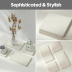 Razborci 4PCS Bathroom Sink Vanity Trays, Diatomaceous Earth Quick Stone Drying Mat Kitchen Counter Dish Soap Dispenser Sponge Holder, Water Absorbing Caddy Organizer for Bottle & Cup, Beige - Image 6