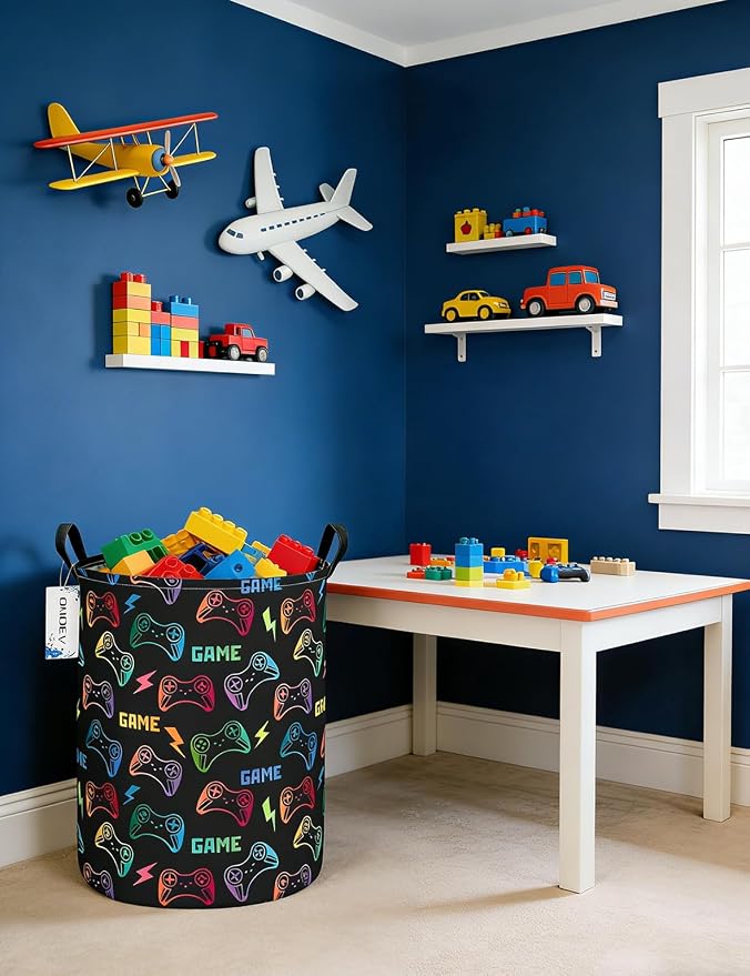Round Collapsible Game Controller Laundry Hamper for Adults and Kids - Image 4
