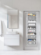 JARLINK Over the Door Organizer for Bedroom, Pantry, Bathroom, 5 Shelf Grey | Anti-Tilt Design, 44 lb Load Capacity, Hanging Door Organizer with 5 Large Capacity Pockets, Behind Door Storage for Nursery - Image 2