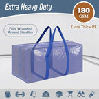 12 Pack Extra Heavy Duty Large Moving Bags with Strong Zipper, Blue | Comfortable Handles, Sturdy & Durable Clothes Storage Bags Totes Bins, Blue Packing Moving Boxes for College Supplies - Image 2