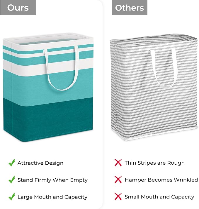 HomeHacks 2 Pack Large Laundry Baskets, Laundry Hampers Bags (Green 100Lx2) | Waterproof, Freestanding, Collapsible Clothes Hamper with Reinforced Handles in Laundry Room, Dorm, Bathroom, Bedroom - Image 3