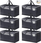 StorageRight Heavy Duty Moving Boxes-Moving Bags with Zipper, Reinforced Handles and Tag Pocket-Collapsible Moving Supplies-Totes for Storage Great for Moving, Storage and Travel 93L(Gray-6 Pack) by StorageRight
