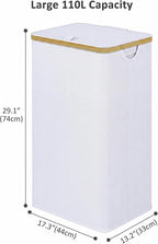 IEGrow Laundry Hamper with Lid,110L Laundry Basket with Mesh Bags,White - Image 3