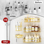 Liuoud Corner Shower Caddy, 5 Pack Adhesive Stainless Steel Organizer, Gold - Image 8