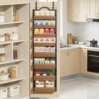 8-Tier Pantry Door Organizer, Over the Door Pantry Organizer with Wooden Adjustable Baskets, 2 IN 1 Spice Rack Wall Mount or Door Organizer, Door Spice Rack（12.4"W x 5.5"D x 66.1"H,1 Pack, Black) - Image 7