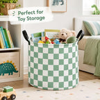 MAIZMZ 3 Pack Sage Checkered Storage Baskets Kids Hamper,Girls Room Decor,15.7"D x13.3"H, Waterproof Lining,Collapsible for Laundry, Toys, Clothes, Gift Set - Image 4