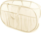 Collapsible Laundry Baskets, Upgrade Pop Up Laundry Hamper with Convenient Bags, Foldable Laundry Basket Mesh Light Weight, Easy to Carry Clothes Hampers for Laundry, Dorm, Toys, Travel Beige by BATTOO