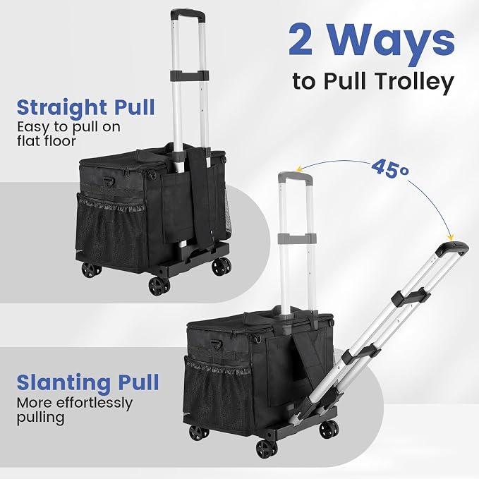 Housolution Extra Large Rolling Cleaning Caddy Bag with Wheels, Black - Image 4
