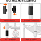 REGILLER 5-Wire Shelving Metal Storage Rack Adjustable Shelves,Standing Storage Shelf Units for Laundry Bathroom Kitchen Pantry Closet(White,11.8" D x 16.6" W x 53.5" H,With Wheels) - Image 5