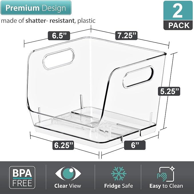 Sorbus Clear Pantry Organizer with Stackable Storage Bins, Open Front - Image 3