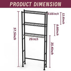 3-Tier Over The Toilet Storage Cabinet with Paper Holder and 4 Hooks, Metal Over Toilet Bathroom Organizer and Storage Shelf, Bathroom Shelves for Living Room/Laundry/Balcony(Black) - Image 2