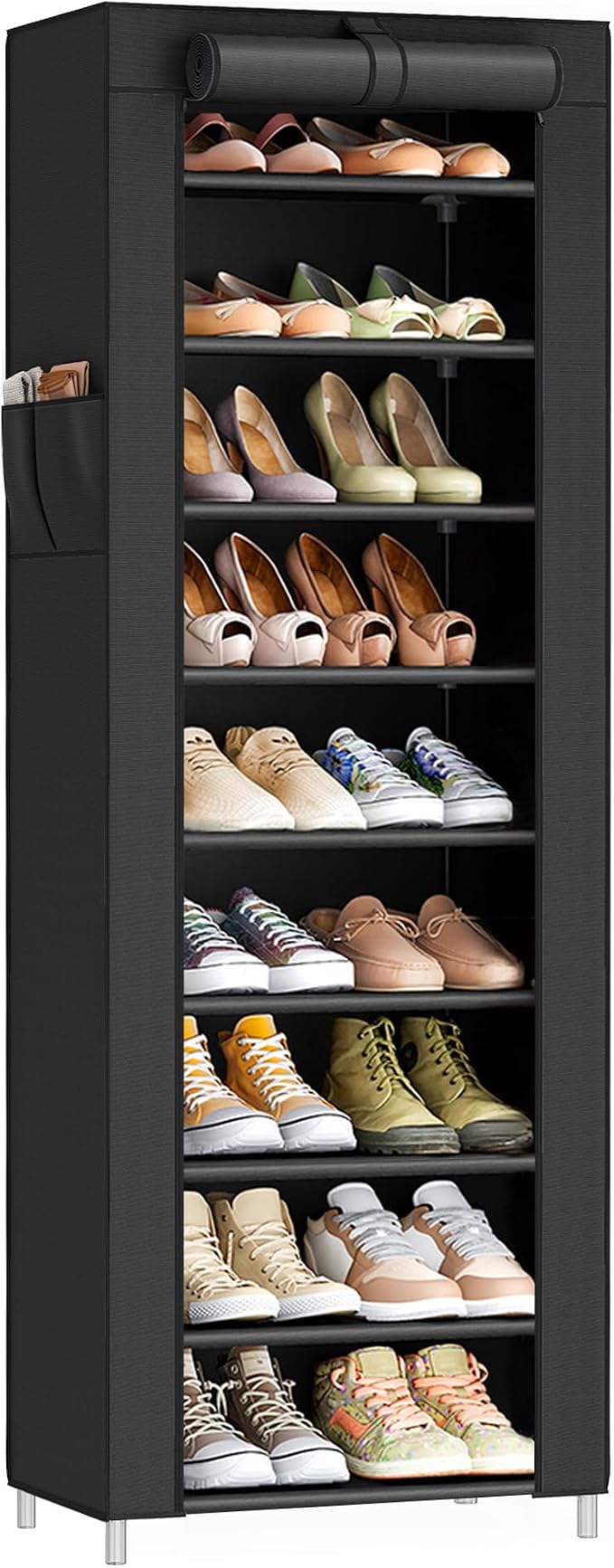 SONGMICS 10-Tier Shoe Rack with Cover, Shoe Storage Cabinet for 20 Pairs by Unknown
