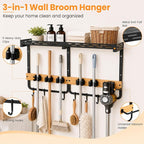 CONNOO Broom Holder Wall Mount with Shelf, Vacuum Organizer - Image 2