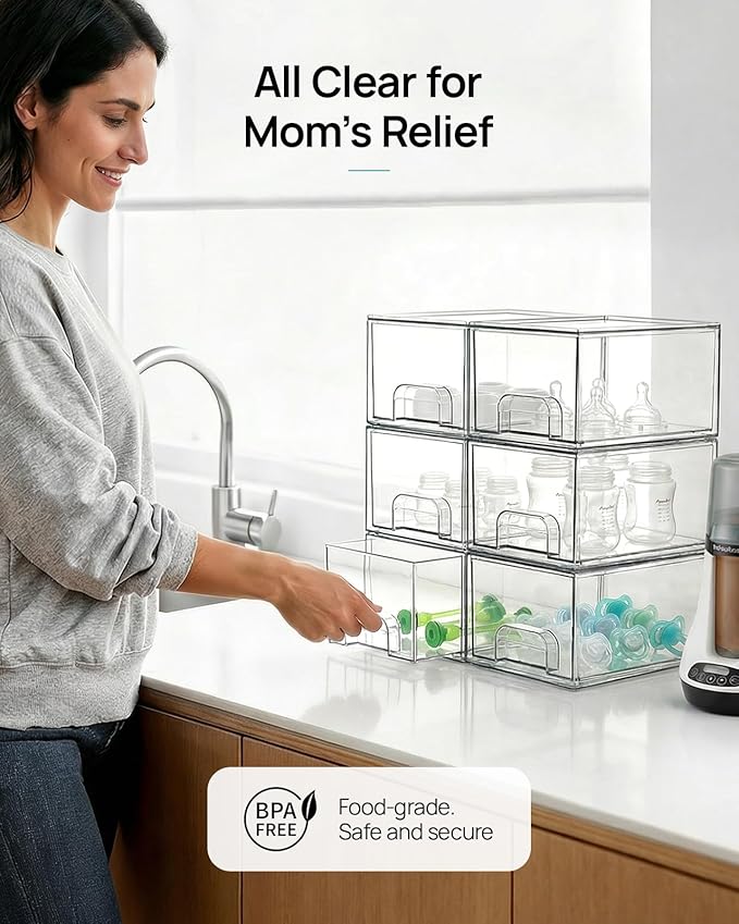 Vtopmart 12 Pack Small Clear Stackable Storage Drawers - Image 5