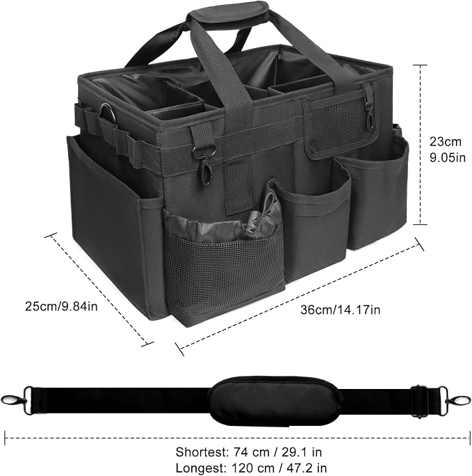 Large Cleaning Caddy Organizer, Adj Straps & Board Dividers - Image 2