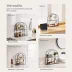 Crofy 2-Tier Arched Wall Shelf with Black Frame & Transparent Shelves - Image 6