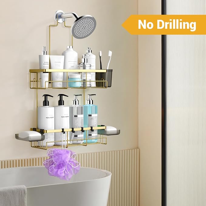 Hanging Shower Caddy Over Showerhead - Rustproof No Drill Shower Organizer - Image 5