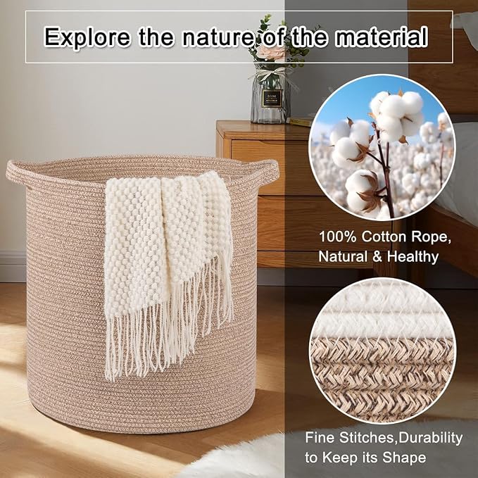 OIAHOMY 80L Laundry Basket Laundry Hamper Nursery Hamper Brown - Image 5