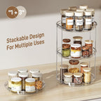 LAMU 3 Pack 2 Tier Lazy Susan Turntable Organizer 9.25'' Rotating Spice Rack Organization for Cabinet, Kitchen, Pantry, Countertop, Bathroom, Vanity, Medicine Cabinet Organizer, Clear - Image 6