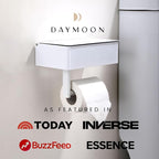 Day Moon™ - Toilet Paper Holder with Shelf - Modern Roll Holder for Bathroom - 1 Pack - Wall Mount - with Storage, White - Image 4