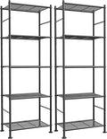Sakugi Storage Shelves - Set of 2, 5-Tier Metal Shelf Organizer, Space-Saving Garage Shelving with Leveling Feet, Standing Shelves Organizer for Kitchen, Laundry, Pantry (18.4" x 12.6" x 57.4", Black) by Sakugi