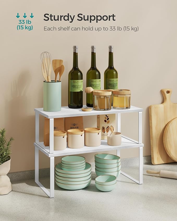 SONGMICS Cabinet Organizer Shelf, Set of 2 Spice Rack, Kitchen Storage - Image 4